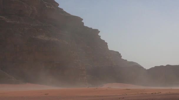 Wüstensandsturm Sand Weht Wind Dünen Der Wüste Wüste Wadi Rum — Stockvideo