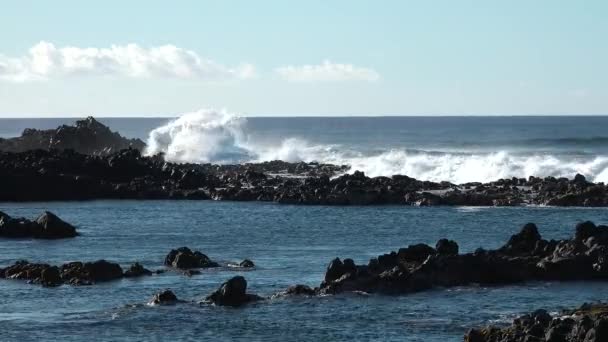 Mocné Vlny Atlantského Oceánu Vlny Skály Atlantského Oceánu Nádherná Mořská — Stock video
