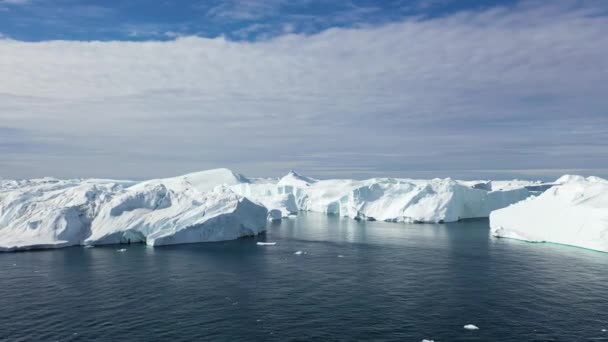 Ledová Poušť Vystřelená Shora Polární Ostrov Zimní Krajina Letecké Panorama — Stock video