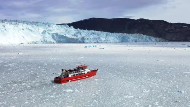 Eiswüste Schoss Von Oben Polareis Winterlandschaft Luftpanorama Gefrorener Ozean Gletscher — Stockvideo