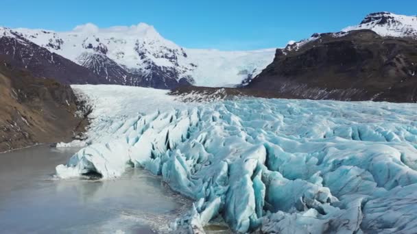 Glaciar Por Perto Aeronáutica Fechar Maior Glaciar Europa Islândia Dia — Vídeo de Stock