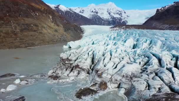 Παγετώνας Κοντά Aerial Κοντινό Πλάνο Του Μεγαλύτερου Παγετώνα Στην Ευρώπη — Αρχείο Βίντεο
