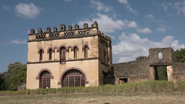 Een Stenen Ruïne Van Middeleeuws Kasteel Historisch Fort Gondar Cultureel — Stockvideo