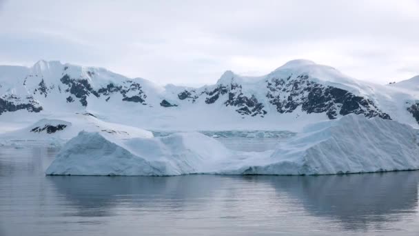 Падение Айсберга Немая Красота Айсберга Антарктиде Дрейфующий Айсберг Глобальное Потепление — стоковое видео