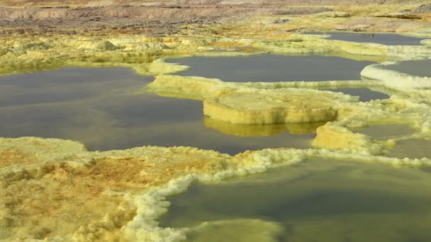 Skönhet Naturen Syrasjö Dallolvulkanens Krater Den Etiopiska Öknen Resor Till — Stockvideo