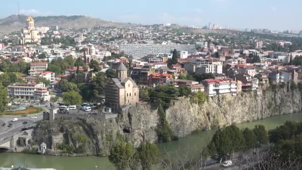 Древняя Современная Столица Грузии Панорама Города Вид Старый Город Тбилиси — стоковое видео