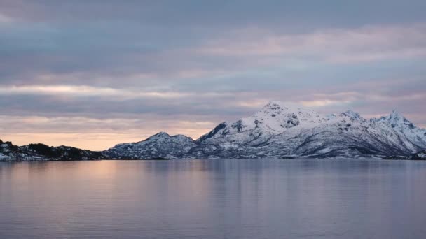 Paesaggio Viaggio Natura Della Norvegia Montagne Innevate Delle Isole Lofoten — Video Stock