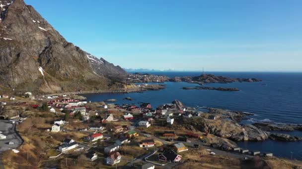 Норвегия Лофотенские Острова Вид Воздуха Захватывающий Дух Вид Птиц Горные — стоковое видео