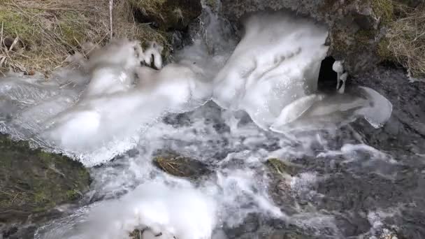Ισλανδία Τοπίο Κατεψυγμένα Καταρράκτη Χειμώνα Μια Μαγική Χειμερινή Τοποθεσία Του — Αρχείο Βίντεο