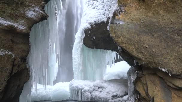 Iceland Landscape Frozen Waterfall Winter Magical Winter Location Water Ice — Stock Video