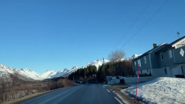 Nejkrásnější Silnice Silnice Lofoten Ostrovy Norsko Dobrodružství Krásná Arktická Turistika — Stock video