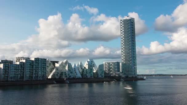 Aarhus Denmark 2023 Modern Residential Area Denmark Taken Cruise Ship — Stock Video