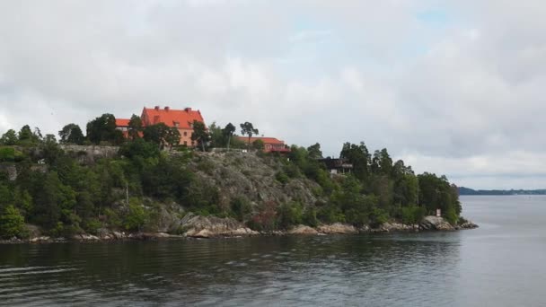 Archipel Stockholm Dans Mer Baltique Côtes Pittoresques Fjord Beaux Bâtiments — Video