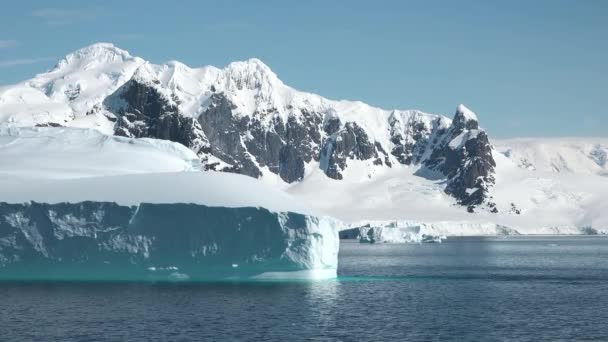 Primo Piano Del Paesaggio Marino Polare Con Iceberg Nella Baia — Video Stock