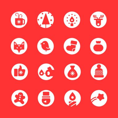 Kış tatili Noel simgesi, etiket seti.