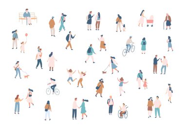 Crowd. Different People silhouette. Male and female flat faceless characters isolated on white background.	