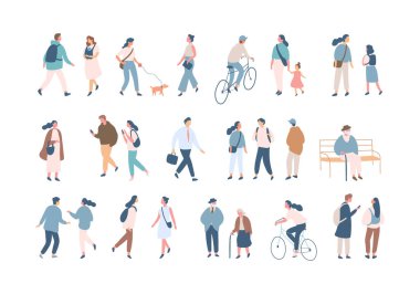 Crowd. Different People silhouette. Male and female flat faceless characters isolated on white background.	