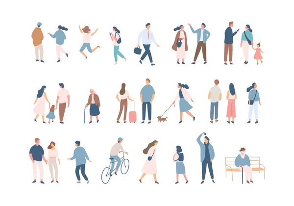 Crowd Different People Silhouette Male Female Flat Faceless Characters Isolated — Stockvektor