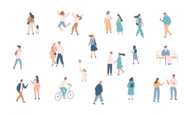 People silhouette background. Male and female flat faceless characters isolated on white background.	