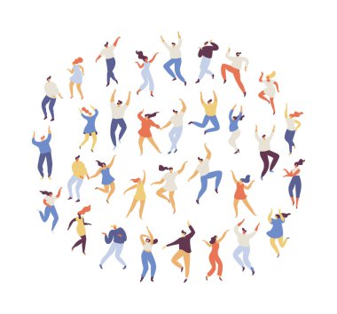 Dancing people silhouette flat vector set. Party. 	