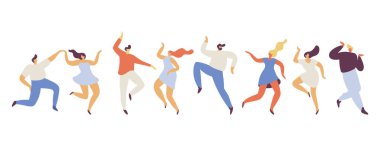 Dancing people silhouette flat vector set. Party. 	