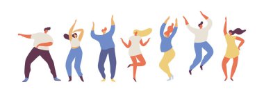 Dancing people silhouette flat vector set. Party. 	