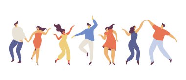 Dancing people silhouette flat vector set. Party. 	