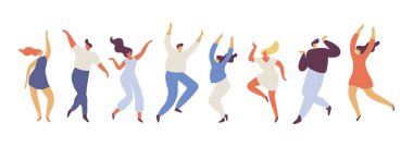 Dancing people silhouette flat vector set. Party. 	