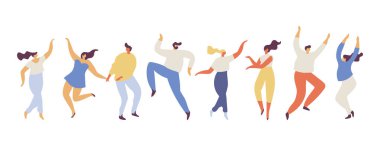 Dancing people silhouette flat vector set. Party. 	