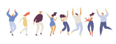 Dancing people silhouette flat vector set. Party. 	
