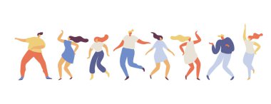 Dancing people silhouette flat vector set. Party. 	