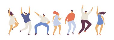 Dancing people silhouette flat vector set. Party. 	