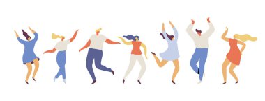 Dancing people silhouette flat vector set. Party. 	