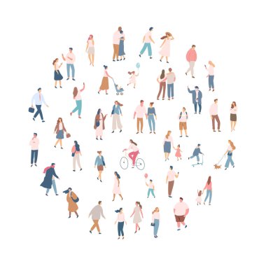 Different People silhouette vector set. City crowd. Male and female flat characters isolated on white background.