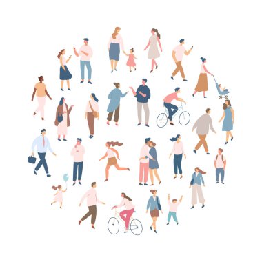 Different People silhouette vector set. City crowd. Male and female flat characters isolated on white background.