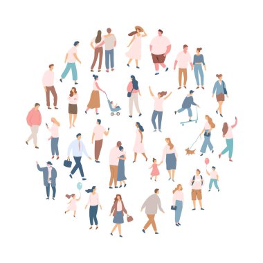 Different People silhouette vector set. City crowd. Male and female flat characters isolated on white background.