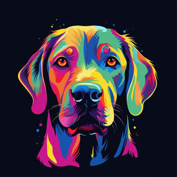 stock vector Colorful poster with dog portrait isolated on black background