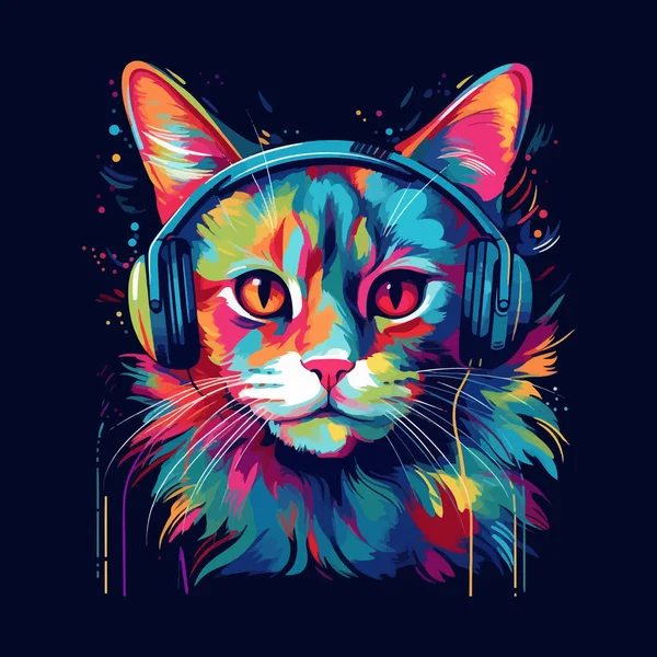 배경에 떨어져 음악을 고양이가 포스터 — 스톡 벡터