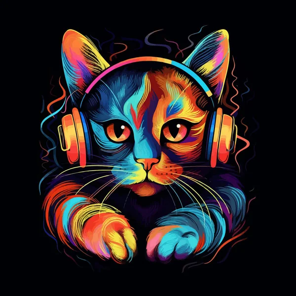 배경에 떨어져 음악을 고양이가 포스터 — 스톡 벡터