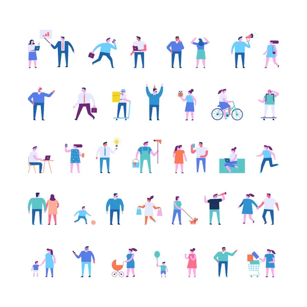 Tiny People Flat Faceless Silhouette Different Tiny People Characters Big — Vetor de Stock