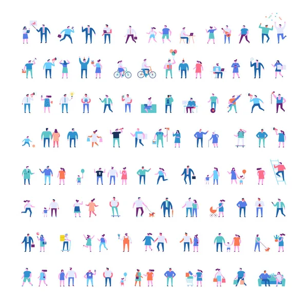 Tiny People Flat Faceless Silhouette Different Tiny People Characters Big — стоковый вектор