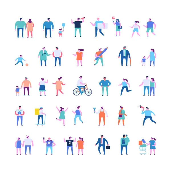 Tiny People Flat Faceless Silhouette Different Tiny People Characters Big — Stockový vektor