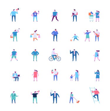 Beyaz arka planda izole edilmiş küçük insanlar.