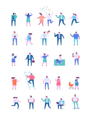 Beyaz arka planda izole edilmiş küçük insanlar.