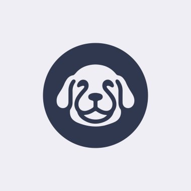 Köpek yüz düz vektör simgesi 