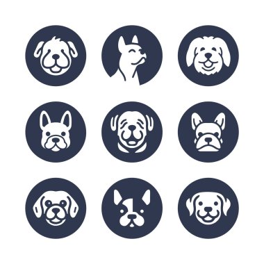 Şirin Köpek vektör simgesi ayarlandı