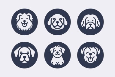 Şirin Köpek vektör simgesi ayarlandı