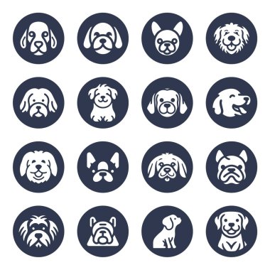 Şirin Köpek vektör simgesi ayarlandı