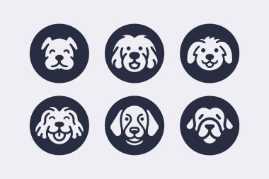 Köpek silueti vektör çizgi film logosu seti