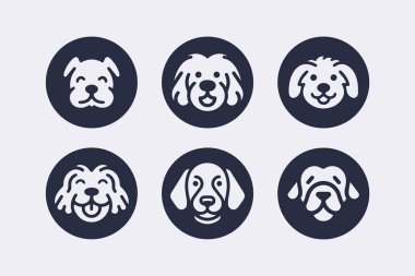 Köpek silueti vektör çizgi film logosu seti